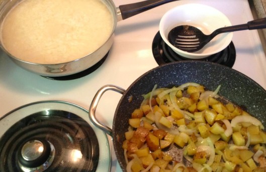 cooking pan with ingredients