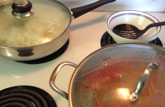 simmering okra stew and rice