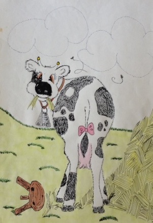 drawing of cartoon milk cow