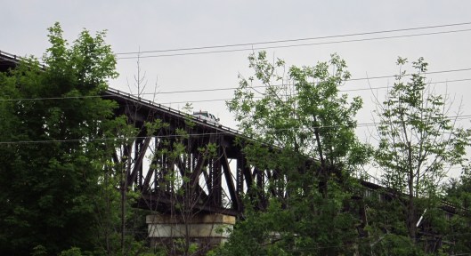 repair truck on railway bridge