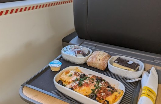 tray of food on VIA Rail train